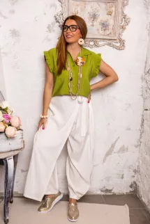 Fodros ujjú blúz - zöld 