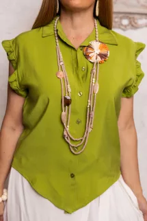 Fodros ujjú blúz - zöld 