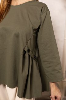 Stílusos , fekete gombos felső - khaki 