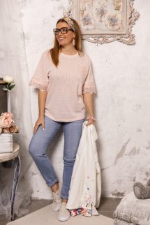 Csipkezsebes felső - púder 