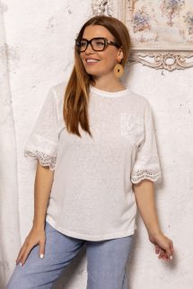 Csipkezsebes felső - fehér