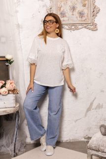 Csipkezsebes felső - fehér