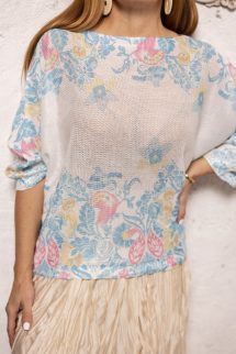 Tavaszi mintázott felső - kék színvilág