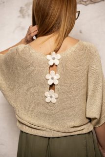 Kötött felső - hátán virág díszítéssel - arany 