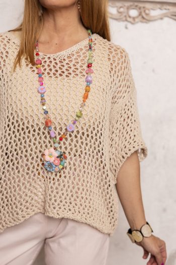 Lyukacsos , kötött felső - bézs
