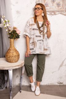 Absztrakt mintás , gézes felső - fehér 