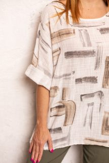 Absztrakt mintás , gézes felső - fehér 