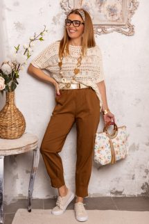 Hullámos , horgolt jellegű felső - bézs 