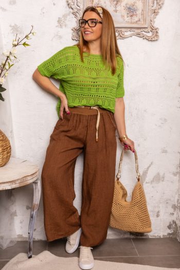 Hullámos , horgolt jellegű felső - zöld 