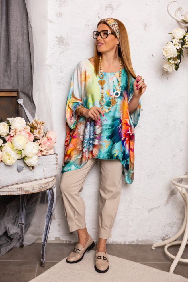 Magnólia lepel felső - türkiz színvilág 