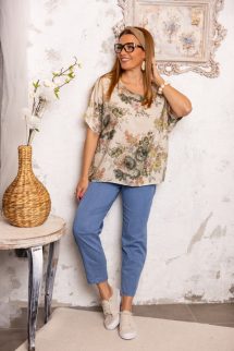 Khaki virágos felső 