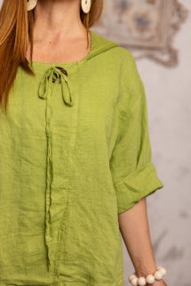 Kapucnis len felső - zöld 