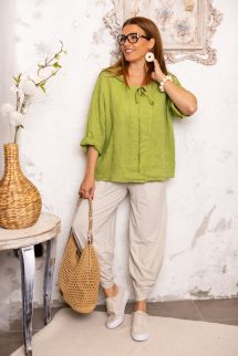 Kapucnis len felső - zöld 