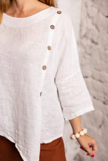 Fagombos len felső - fehér 