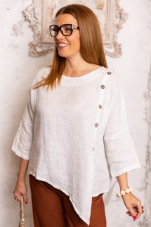 Fagombos len felső - fehér 