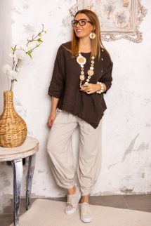 Fagombos len felső - csokibarna 