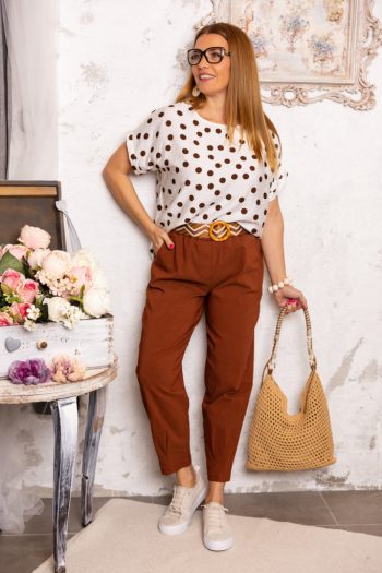 Pöttyös felső - barna/fehér 