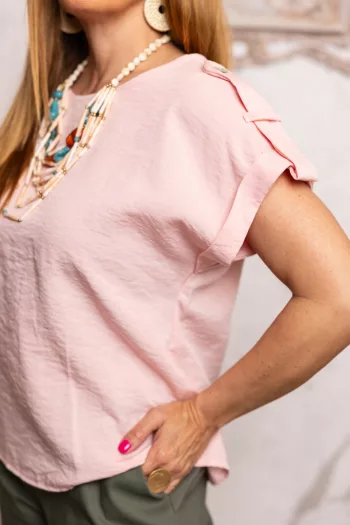 Vállán gombos felső - púder