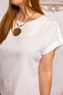 Vállán gombos felső - fehér