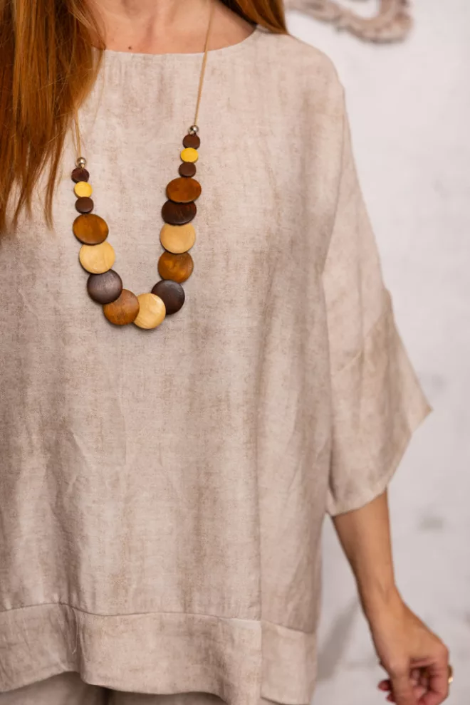 Batikolt hatású lepel felső - bézs 