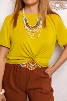 Csavart aljú basic felső - lime 