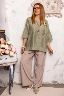 Batikolt hatású lepel felső - khaki 