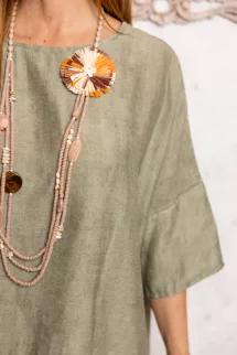 Batikolt hatású lepel felső - khaki 