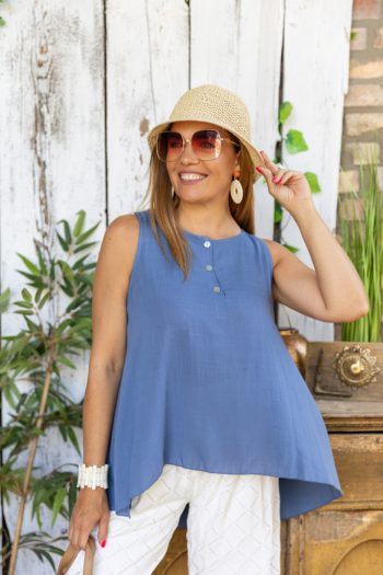 Lenge gombos felső - kék