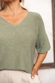 Rövid ujjú puha felső - khaki