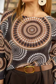 Mintás kötött felső - narancs mandala