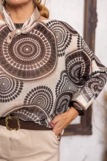 Mintás kötött felső - fekete mandala 