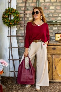 Puha , V-nyakú felső - bordó