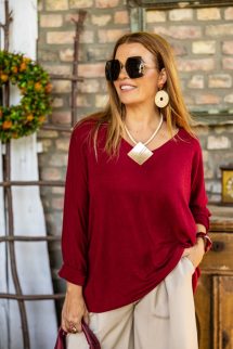 Puha , V-nyakú felső - bordó