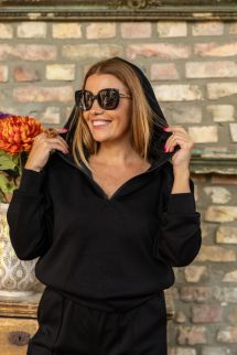 Kapucnis, lezser felső - fekete