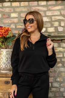 Kapucnis, lezser felső - fekete