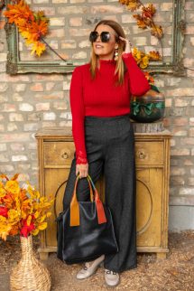 Csipkével díszített felső - piros