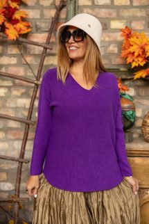 Puha, V-nyakú , lezser felső - lila