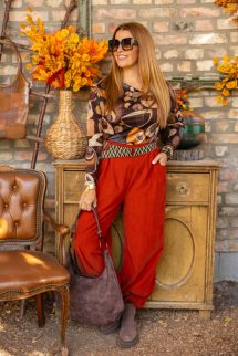 Színes kör, geo felső - barna