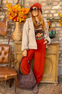 Színes kör, geo felső - barna