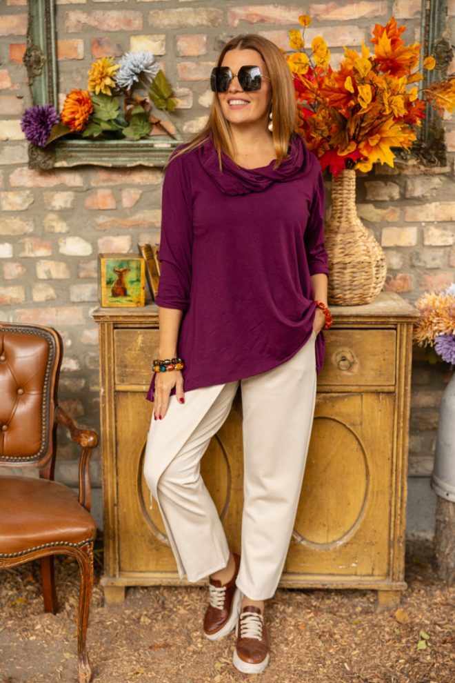 Sálnyakas felső - bíbor