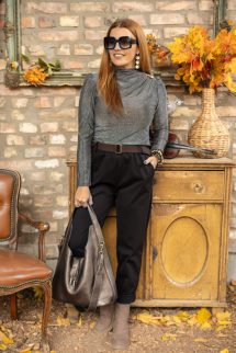 Díszgombos , csillogó felső - ezüst 