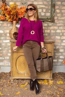 Puha , kerek nyakú felső - bíbor 