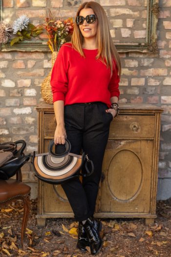 Puha , kerek nyakú felső - piros