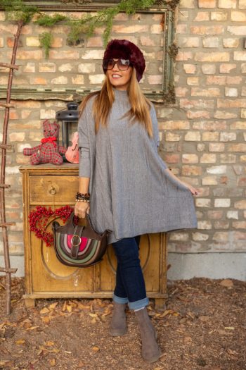 Csavart lepel felső - szürke 