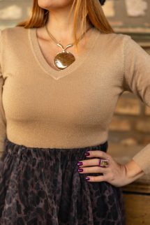 Csillogó, V-nyakú felső - bronz