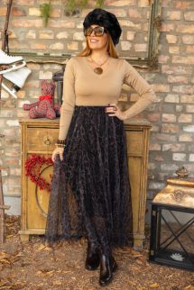 Csillogó, V-nyakú felső - bronz