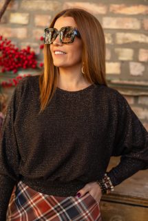 Csillogószálas denevér felső - csokoládé 