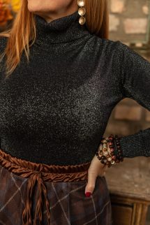 Csillogószálas garbó - fekete 