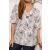 Mintás blúz , dekoratív gombbal - fehér