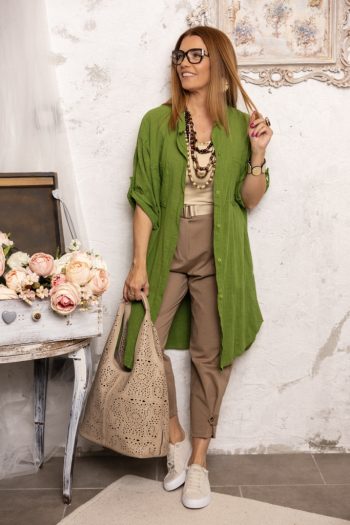 Gézes ingtunika - zöld 